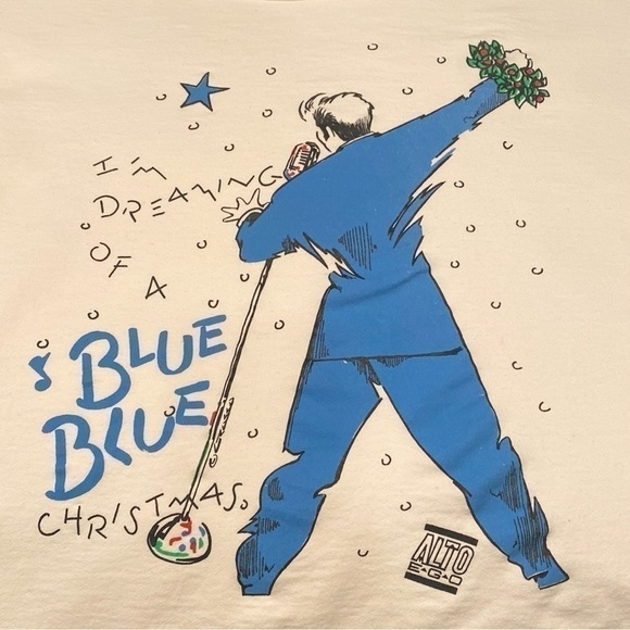 Vintage 80s Cropped Sweatshirt I'm Dreaming of a Blue Christmas White Blue
OS - Picture 1 of 9